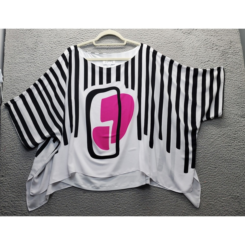 Joseph Ribkoff Kimono Top Womens 14 Multi Striped Stretch Round Neck‎ Pullover